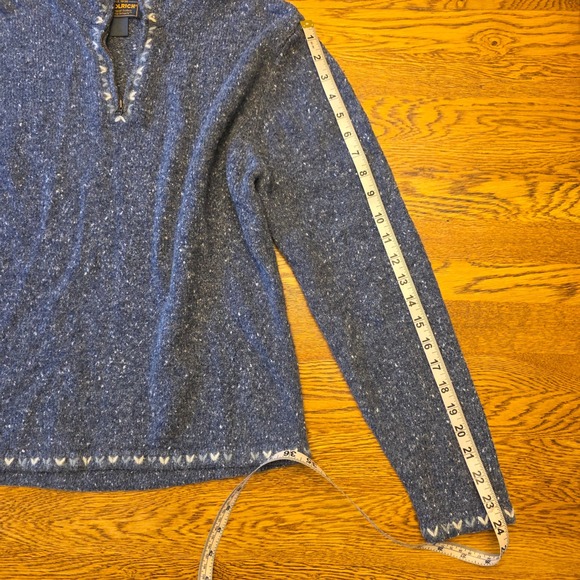 Woolrich Women's M Blue Heather 1/4 Zip Sweater Embroidered Cottage Core Cozy - Picture 10 of 15